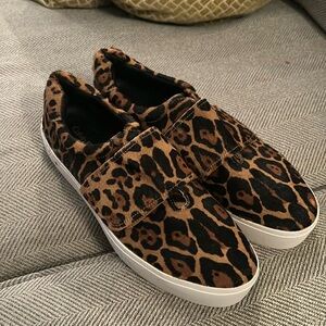 Calvin Klein Jaiden Sneakers Brown Black Leopard Print - Calf Hair. Velcro. NEW